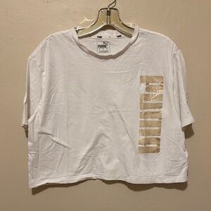 Puma White Tee with Gold Logo